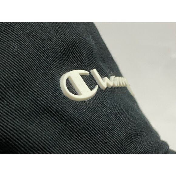 CHAMPION hat black adjustable cotton cap white raised logo Men's Women's - Picture 5 of 10